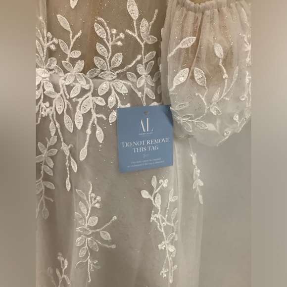 Andrea and Leo Off the Shoulder Puff Bridal Gown, Style #A1014, Size 10 - Picture 7 of 7